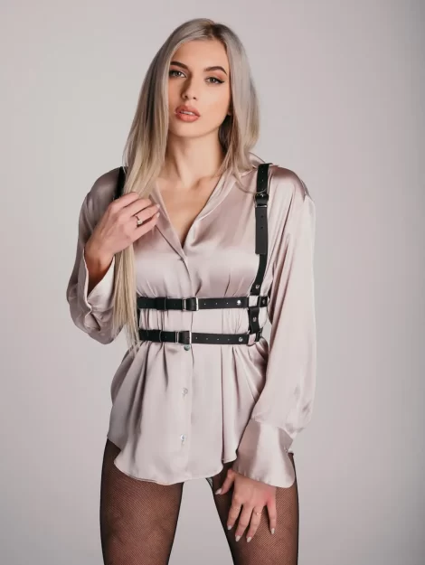 Casual Leather Moria Suspender Body Harness Double Belt with Adjustable Straps.