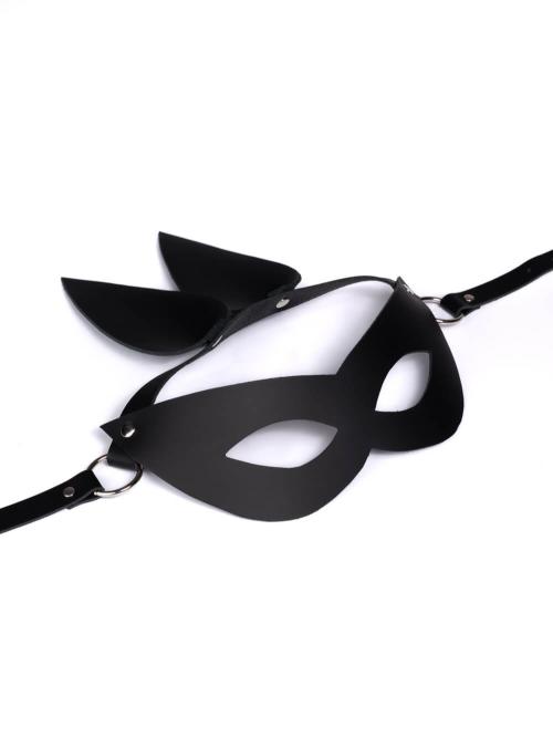 Handmade leather eye mask and rabbit ears. Party, carnival mask for Halloween, masquerade ball and role play.