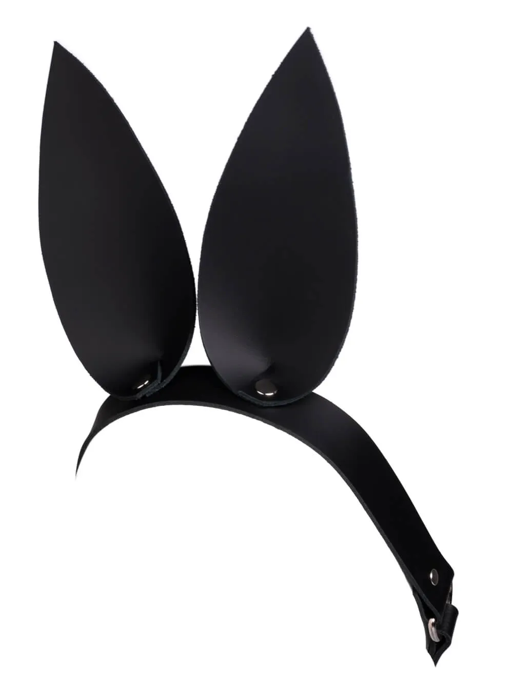 Sexy black leather tiara with rabbit ears. Halloween, BDSM and party carnival costume.