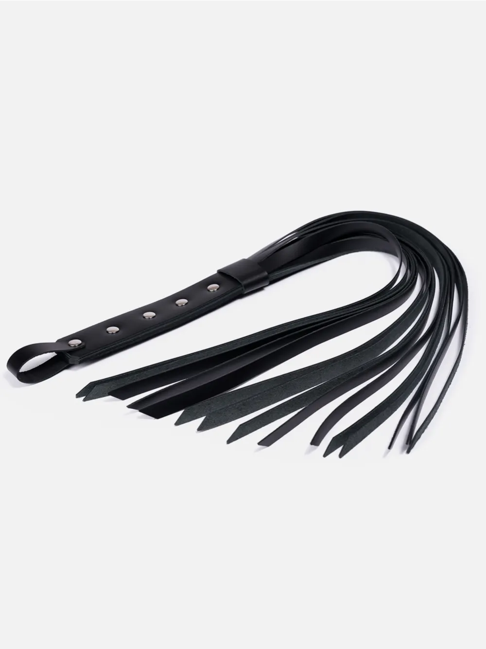 Trouble maker black leather whip, handmade from strips of genuine leather.