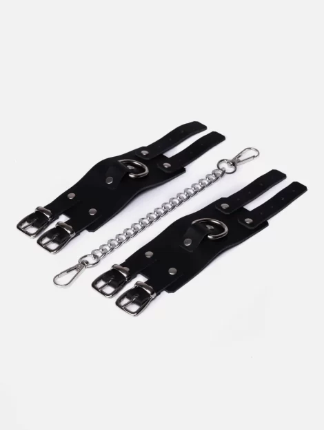 Handmade Black Kinky Leather Handcuffs for Tying.