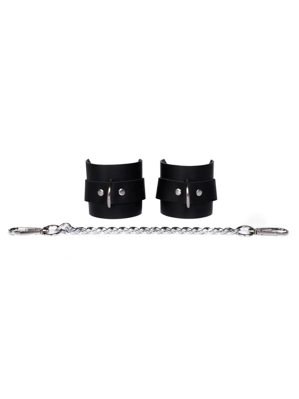 Softcore erotic leather handcuffs for BDSM.